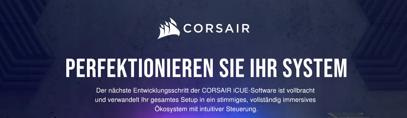 Corsair iCue-Software bei Megaport. RGB Beleuchtung des Gaming Setups intuitiv steuern.