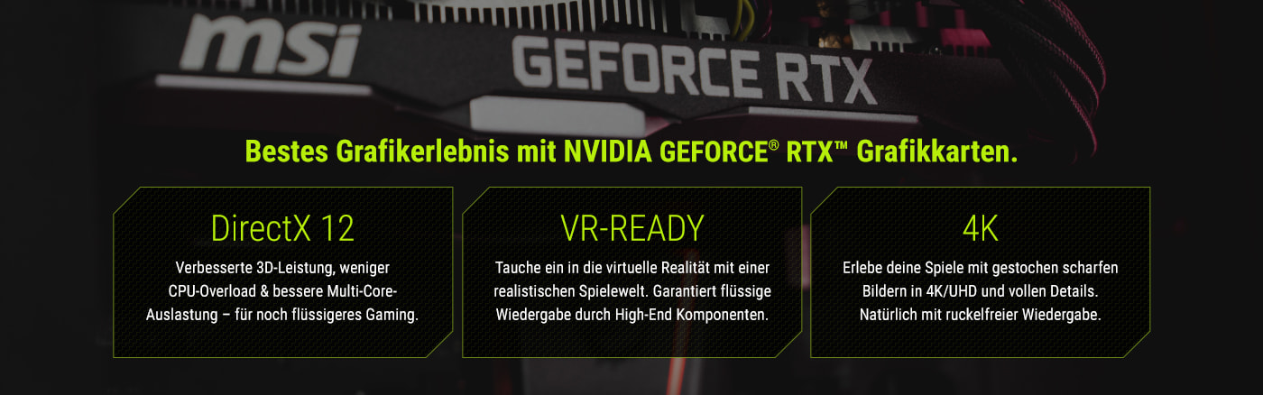 nVidia Geforce RTX Garfikkarten: DirectX 12, VR-ready, 4K Auflösung
