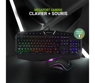 Megaport Gaming Tastatur & Maus Set FR, schwarz